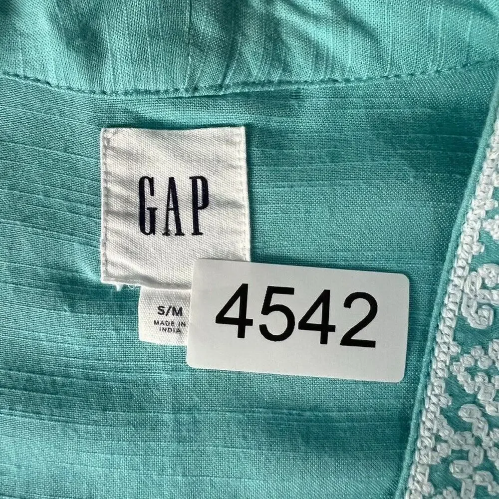 Gap Robe Jacket Womens S/M Embroidered Balloon Sleeve Ice Water Blue